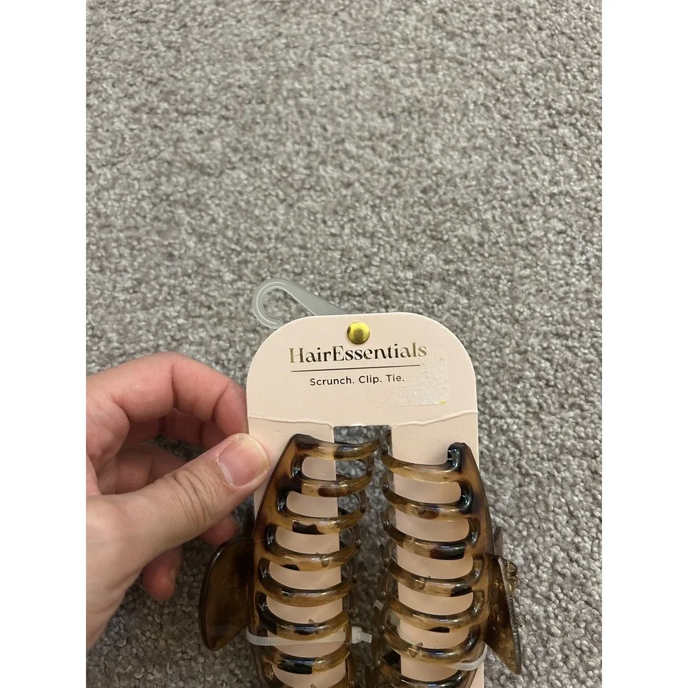 Hair‎ Essentials Claw Clip Set Women OS Brown NEW Tortoise Shell 2 Pack 4.5 Inch